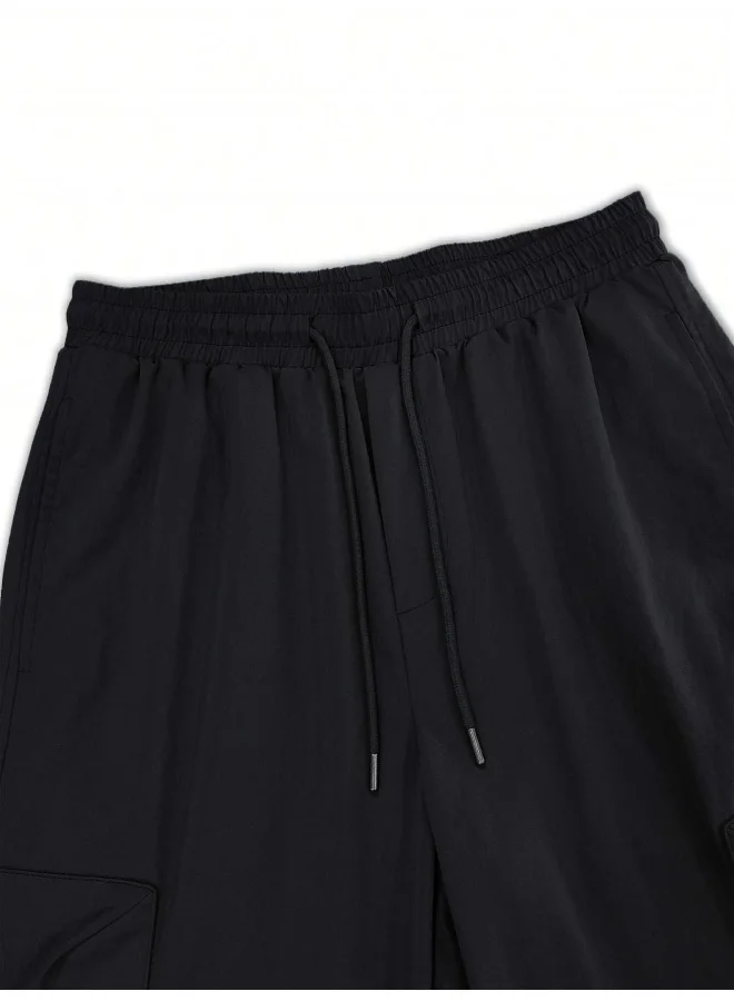 Maniac  Maniac Mens Solid Black Polyester Nylon Fabric Cargo Pant for Men | Best Price UAE