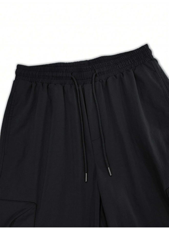 Maniac Mens Solid Black Polyester Nylon Fabric Cargo Pant - Image 5