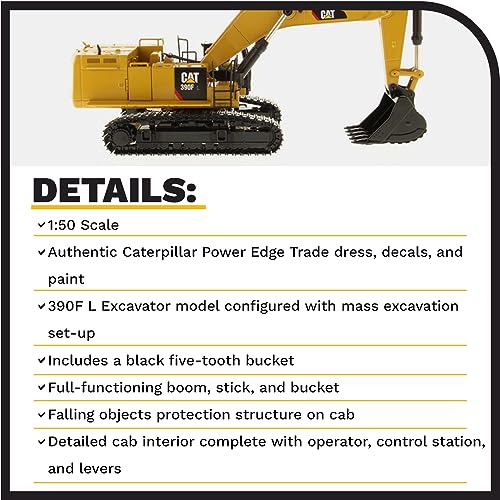 Platz Diecast Masters 1:50 Caterpillar 390F L Hydraulic Excavator | High Line Series Cat Trucks & Construction Equipment | 1:50 Scale Model Diecast Collectible Model 85284 - Image 4