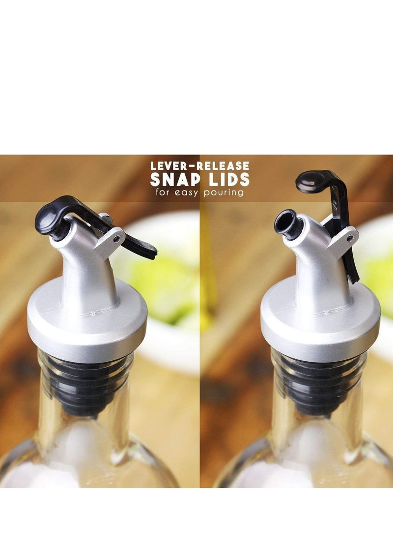 ECVV 2 قطعة من زجاجات الزيت الزجاجية وموزع الخل، مجموعة التوابل، إبريق زجاجي، توابل لطاولة الطعام والمطبخ، سدادات محكمة الغلق مانعة للتنقيط، شفافة (250 مل) - Image 4