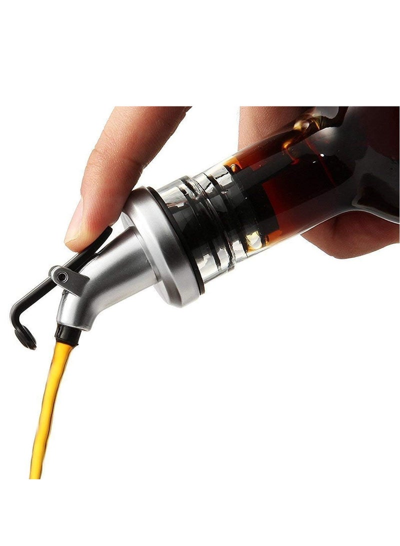 ECVV 2 قطعة من زجاجات الزيت الزجاجية وموزع الخل، مجموعة التوابل، إبريق زجاجي، توابل لطاولة الطعام والمطبخ، سدادات محكمة الغلق مانعة للتنقيط، شفافة (250 مل) - Image 5