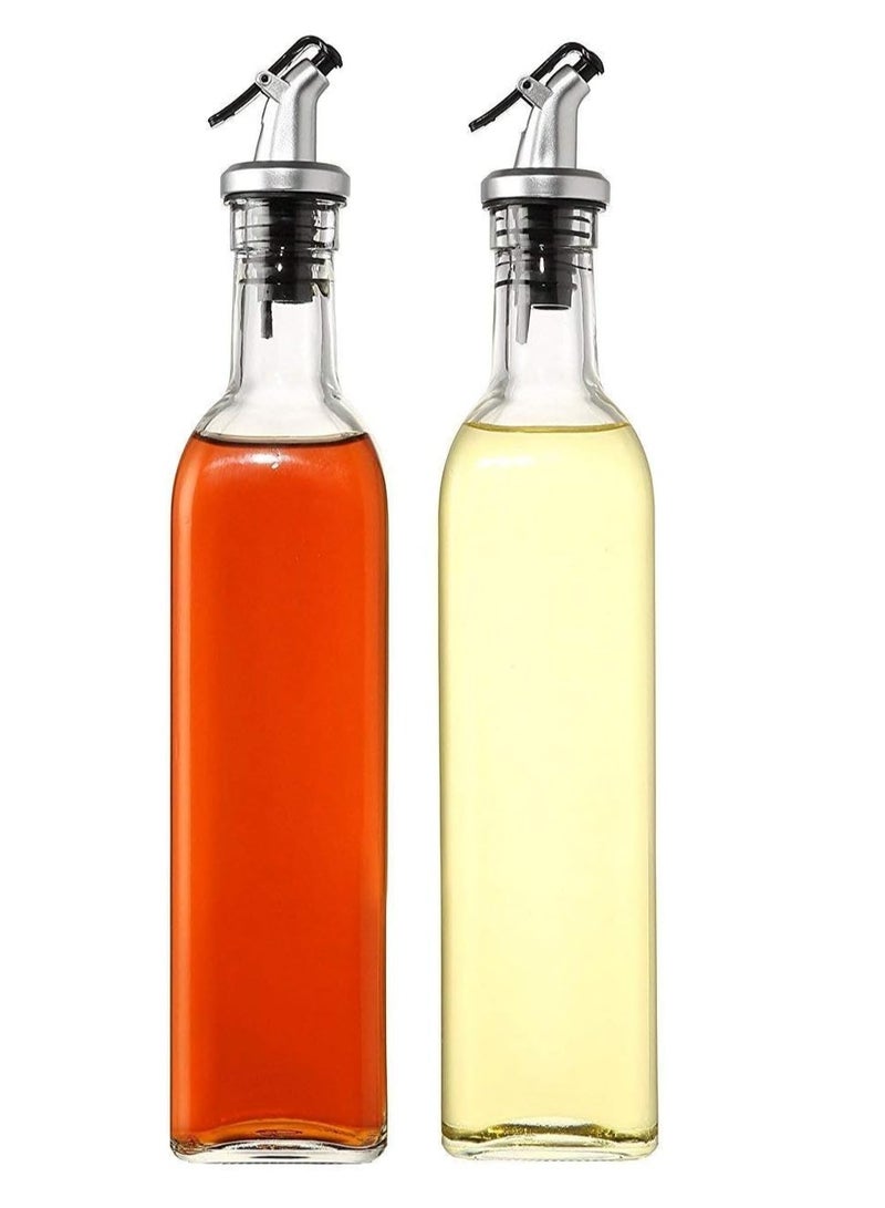 ECVV 2 قطعة من زجاجات الزيت الزجاجية وموزع الخل، مجموعة التوابل، إبريق زجاجي، توابل لطاولة الطعام والمطبخ، سدادات محكمة الغلق مانعة للتنقيط، شفافة (250 مل) - Image 1
