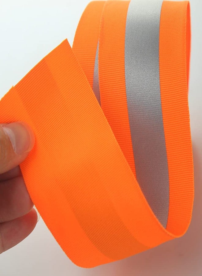 JINBING Sew On Silver Reflective Tape for Clothing Safety Fabric Webbing Trim Strip Orange 2in x 33ft - Image 2