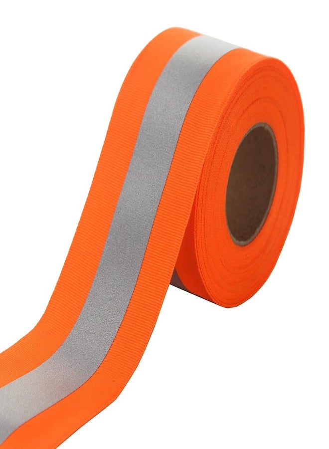 JINBING Sew On Silver Reflective Tape for Clothing Safety Fabric Webbing Trim Strip Orange 2in x 33ft - Image 1