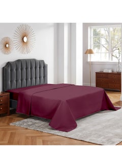 Rest Flat Bedsheet 160X220Cm Plush Burgundy Breathable Machine Washbale Bedsheet Extra Soft Easy Fit Highly Breathable Bedding & Linen Cover  - Image 1