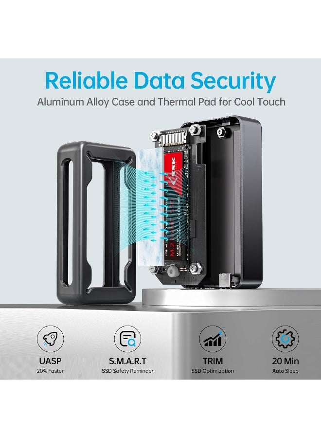 اس اس كي غلاف SSD M.2 NVMe بسرعة 40Gbps، غلاف NVMe بمنفذ USB4، متوافق مع منفذ USB C، غلاف قرص صلب مصنوع من الألومنيوم - Image 5