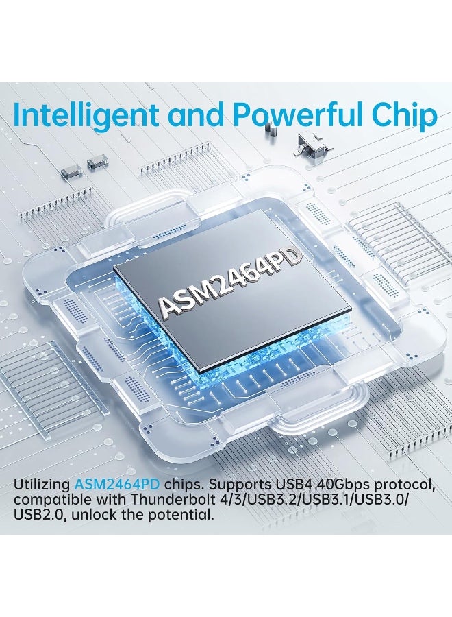 اس اس كي غلاف SSD M.2 NVMe بسرعة 40Gbps، غلاف NVMe بمنفذ USB4، متوافق مع منفذ USB C، غلاف قرص صلب مصنوع من الألومنيوم - Image 4