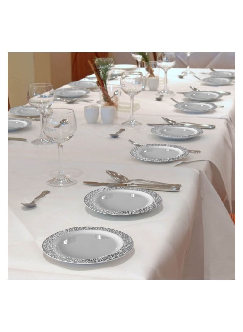 175 Pcs Silver Dinnerware Set 25 Guest Disposable Set Lunch Plates Set Part Plates Spoons Food Plates Set