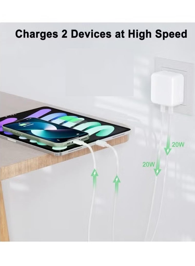 DUSALA 35W Dual USB-C Fast Charger Plug – Type-C Power Adapter with Dual Ports for Simultaneous Charging – Compatible with iPhone 15/14/14 Plus/14 Pro Max/13/12/11/X, Samsung Galaxy, iPad, AirPods, Bluetooth Speakers & More – Compact & Efficient - Image 4