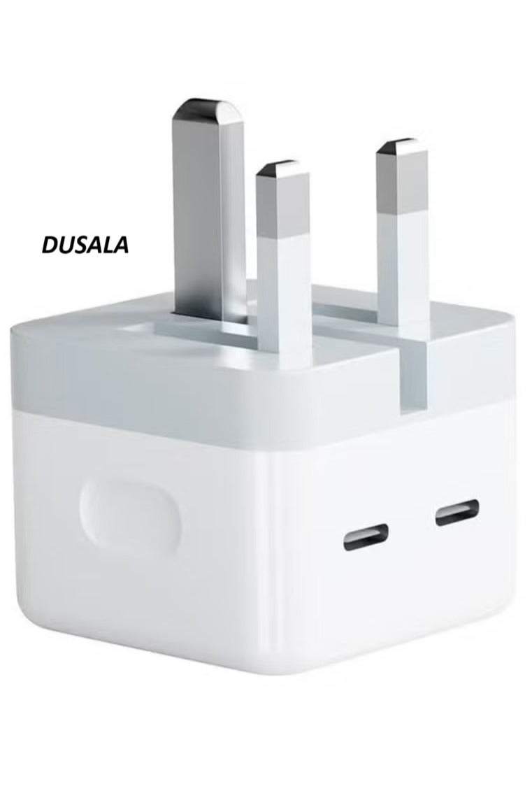 DUSALA 35W Dual USB-C Fast Charger Plug – Type-C Power Adapter with Dual Ports for Simultaneous Charging – Compatible with iPhone 15/14/14 Plus/14 Pro Max/13/12/11/X, Samsung Galaxy, iPad, AirPods, Bluetooth Speakers & More – Compact & Efficient - Image 1