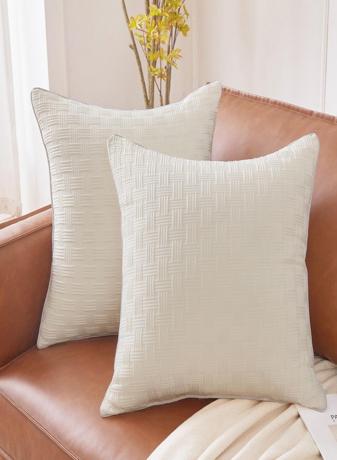 Leeden 18x18 Pillow Inserts Set of 2, Soft and Fluffy Throw Pillow Forms for Couch and Bed, 18 Inch Square Decorative Pillow Inserts, Beige - Image 4