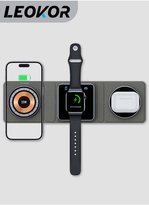 3-In-1 Wireless Charger,Transparent Folding,Fabric Portable Magnetic Wireless Charger Suitable,for Apple