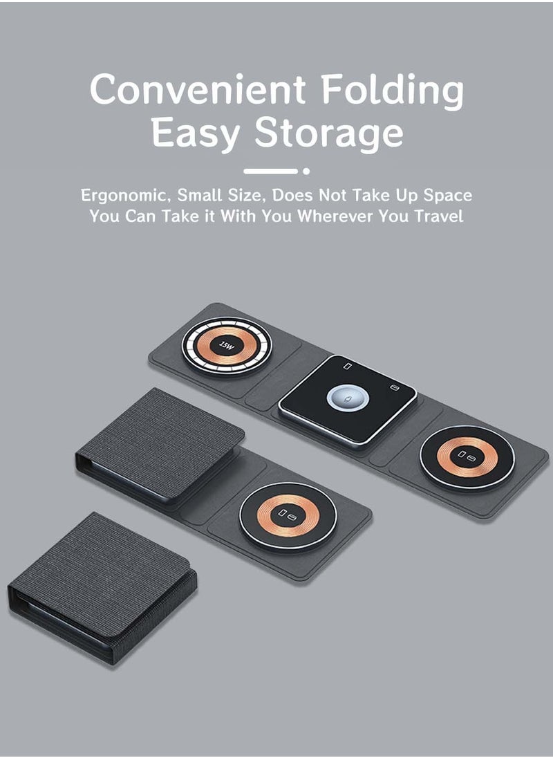 3-In-1 Wireless Charger,Transparent Folding,Fabric Portable Magnetic Wireless Charger Suitable,for Apple