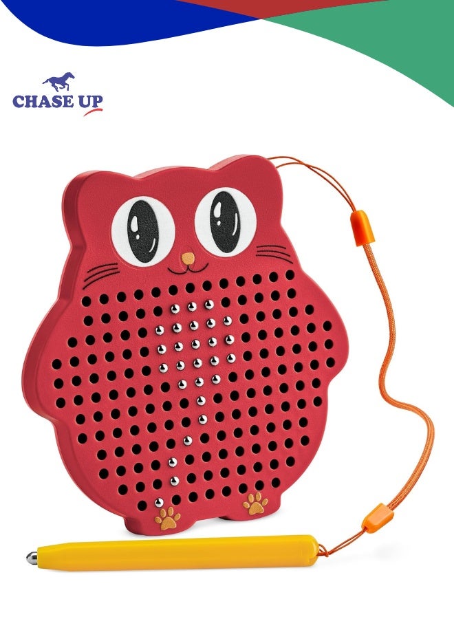 Chase Up Magnetic Drawing Board, for Kids and Toddlers with Beads and Magnet Stylus Pen Magnetic Travel Toy for Airplane and Car Ride Activities for Kids, Child Brain Development (Red) - Image 1