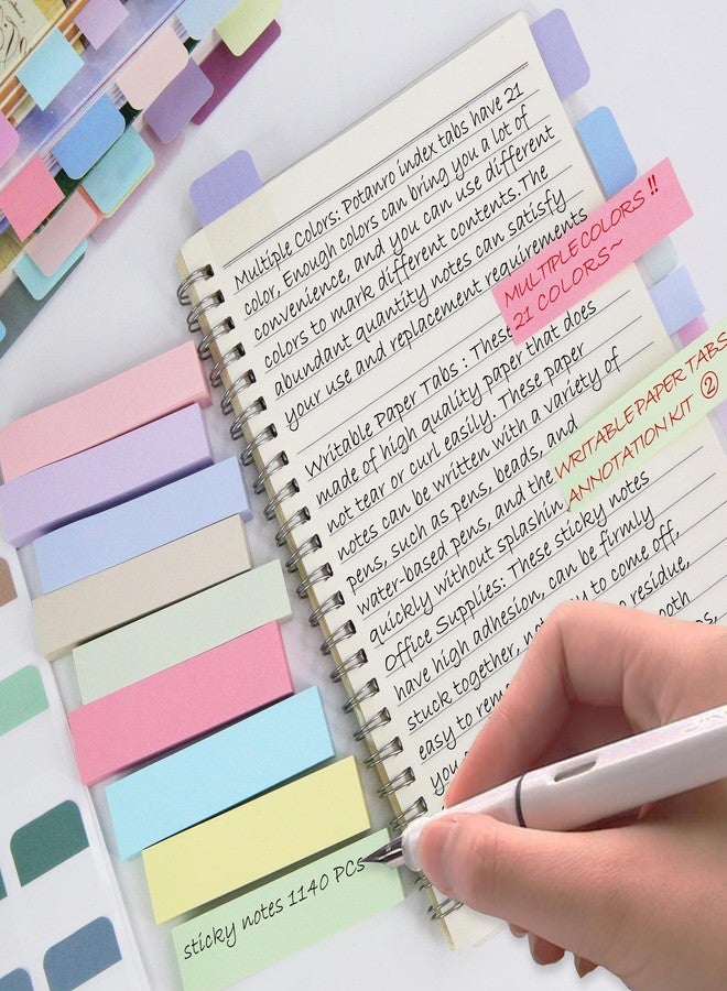 Potanro Small Sticky Notes Colourful Book Tabs Small Self Stick Pad for Office 1140 PCS Annotation Tabs Mini Self Stick Note Pads Colorful Bright Post Stickies for School Office Classroom Home Meeting - Image 2