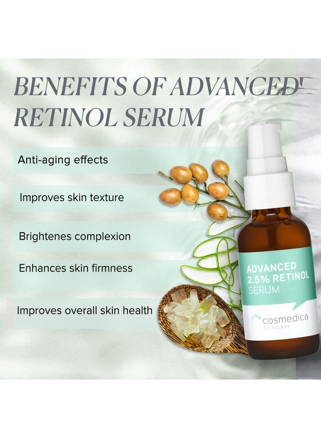 كوزميديكا سكين كير سيروم ريتينول 2.5% المتقدم من كوزمديكا للعناية بالبشرة، مع الشاي الأخضر وحمض الهيالورونيك وفيتامين هـ - مضاد للشيخوخة، منشط ومرطب للبشرة، لعلاج الخطوط الدقيقة والتجاعيد وتغير اللون وندبات حب الشباب، 1 أونصة - Image 5