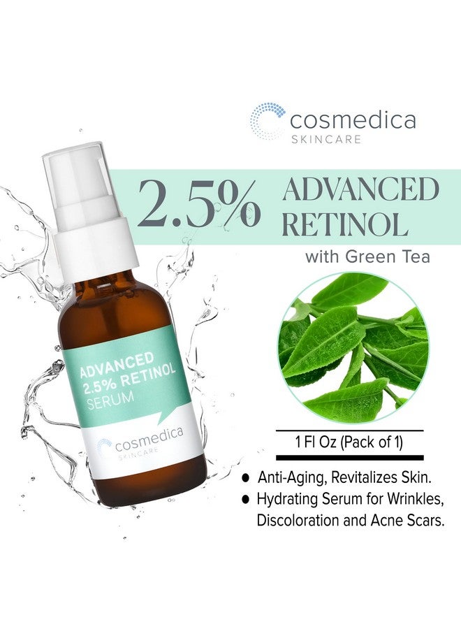 كوزميديكا سكين كير سيروم ريتينول 2.5% المتقدم من كوزمديكا للعناية بالبشرة، مع الشاي الأخضر وحمض الهيالورونيك وفيتامين هـ - مضاد للشيخوخة، منشط ومرطب للبشرة، لعلاج الخطوط الدقيقة والتجاعيد وتغير اللون وندبات حب الشباب، 1 أونصة - Image 2