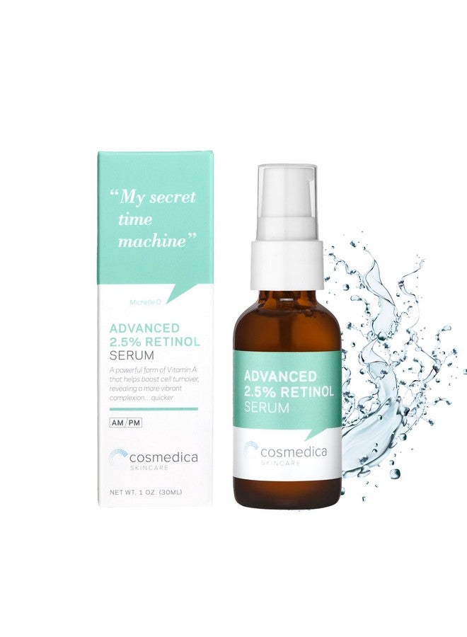 كوزميديكا سكين كير سيروم ريتينول 2.5% المتقدم من كوزمديكا للعناية بالبشرة، مع الشاي الأخضر وحمض الهيالورونيك وفيتامين هـ - مضاد للشيخوخة، منشط ومرطب للبشرة، لعلاج الخطوط الدقيقة والتجاعيد وتغير اللون وندبات حب الشباب، 1 أونصة - Image 1