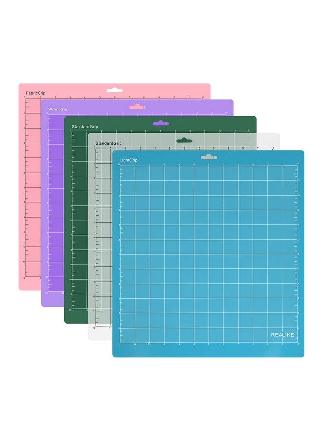 REALIKE Variety Cutting Mat For Cricut Maker 3/Maker/Explore 3/Air 2/Air/Onestandardgrip/Lightgrip/Stronggrip/Fabricgrip Multiple Adhesive 12X12 Inch Cricket Cut Mats For Cricut 5 Pack - Image 1