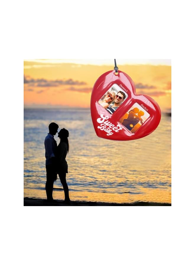 The Bros Picture Frame Ornaments,Heart Shaped Family Photo Frame Decoration for Display Picture,Wedding Anniversary Present for Couples Romantic Gift,Pet Memorial DIY Photo Frame Hanging-Red - Image 2