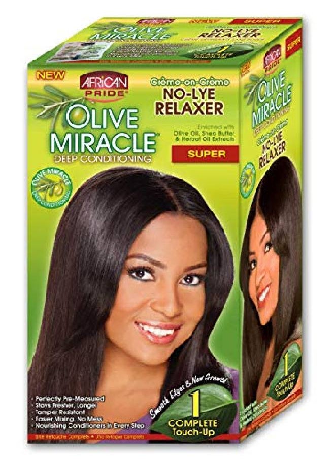 African Pride Olive Miracle Deep Conditioning Nolye Relaxer Kit Super 1Count  - Image 2