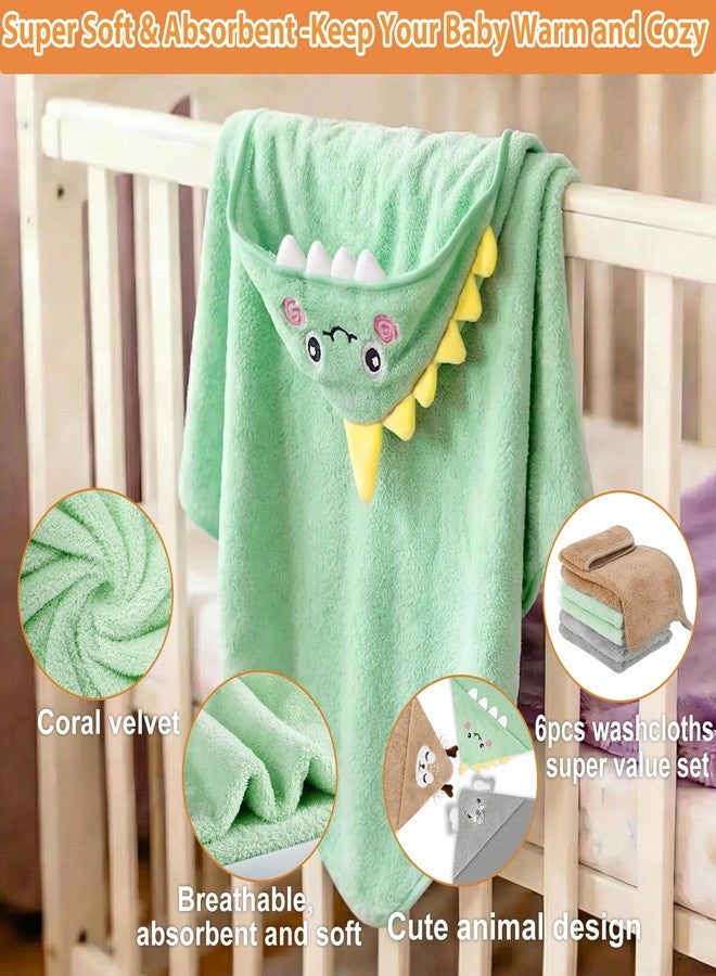 CandyHome 9 PCS Baby Bath Towels for Infants Toddlers, 3 PCS Animal Hooded Baby Towels & 6 PCS Washcloths Set, Ultra Absorbent Soft Cute Newborn Bath Essentials Gifts for Boys & Girls - Image 4