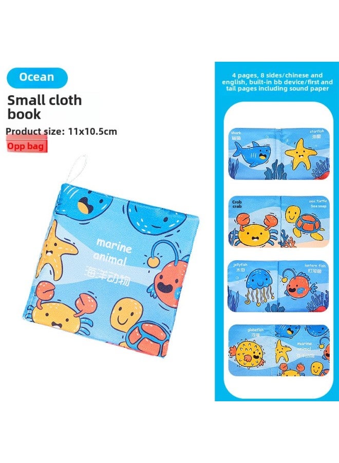 Children's Tail Cloth Book Educational Toy Book Tearable Baby Cloth Book Ringing Paper Enlightenment Book Early Education Toys-Color: Short Cloth Book-Chinese And English Version (OPP Bag/4 Page 8 With Sound Paper BB) 20g  - Image 1