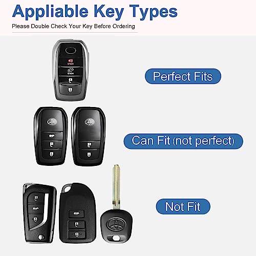 YO&YOYE Compatible with Toyota Key Fob Cover with Keychain Leather Key Case Protector for Avalon Camry Corolla RAV4 Sequoia Highlander Smart Key (Model2, Black) - Image 2