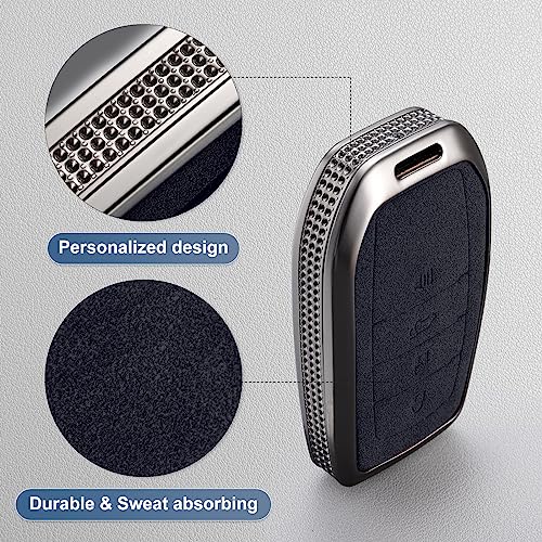 YO&YOYE Compatible with Toyota Key Fob Cover with Keychain Leather Key Case Protector for Avalon Camry Corolla RAV4 Sequoia Highlander Smart Key (Model2, Black) - Image 4