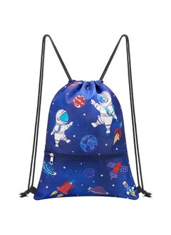 WAWSAM Space Drawstring Bag - Waterproof Drawstring Backpack Swim Pool Bag for Boys Kids Beach Gym Bag Sport String Bag Shopping Swimming Travel Sackpack with Zipper Pocket Lightweight  - Image 1