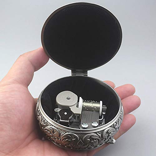 ROSIKING Round Emboss Alloy Metal Music Box Wind Up Antique Jewelry Musical Boxes Christmas Birthday Valentine's Day Gifts Plays You are My Sunshine - Image 3