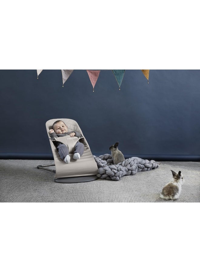 BABYBJORN BabyBjörn Fabric Seat for Bouncer, Sand Gray, Cotton, Sand Gray, 1 Count (Pack of 1) - Image 2