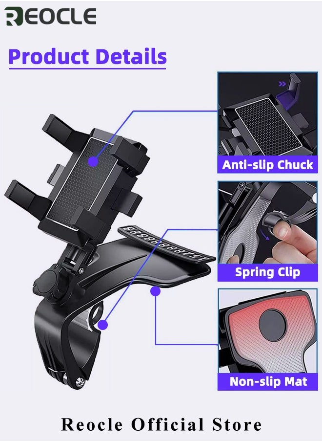 Car-used Phone Holder with 360° Rotatable and Multifunctional One Hand Operation Clip Design Phone Mount Suitable for All iPhone & Android