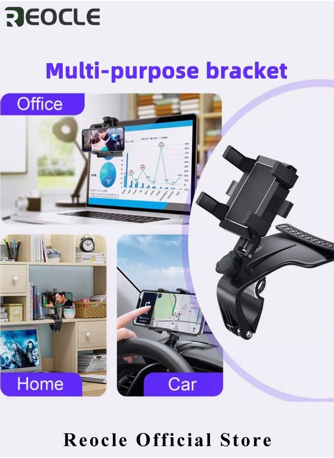 Car-used Phone Holder with 360° Rotatable and Multifunctional One Hand Operation Clip Design Phone Mount Suitable for All iPhone & Android