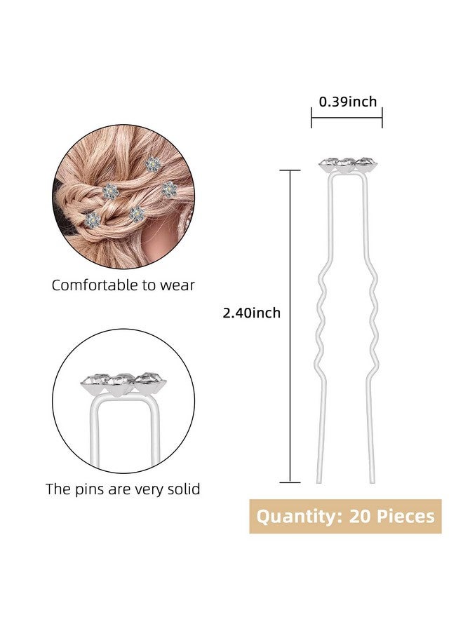 QIUTIMIY 20 Pack (White) Crystal Flower Hair Pins Rhinestone Hair Clips for Bridal Wedding Women Hair Jewelry Accessories, with Clear Container - Image 2