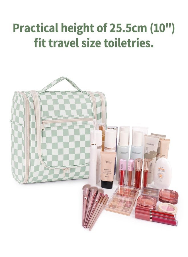 Narwey Checked Hanging Travel Toiletry Bag for Women, Travel Bag for Toiletries, Makeup Bag Organizer Cosmetic Bags Make Up Bags for Women (Mint Green Checkerboard) - Image 4
