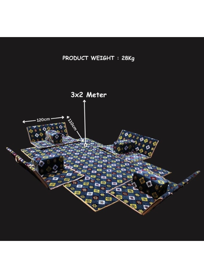 سمارت هوم طقم جلسة أرضية 9 قطع – فرشة أرضية مقاس 300×200 سم مع 4 كراسي أرضية مقاس 120 سم لشخصين و4 مراكي مريحة، جلسة عربية عصرية للمنزل والاستقبال - Image 3