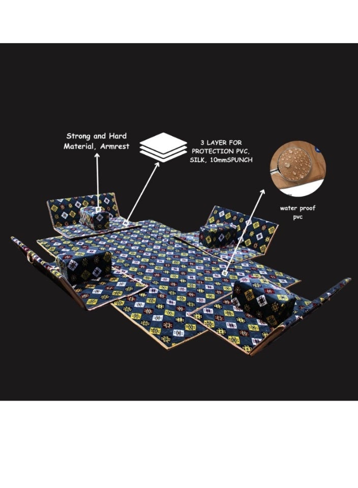 سمارت هوم طقم جلسة أرضية 9 قطع – فرشة أرضية مقاس 300×200 سم مع 4 كراسي أرضية مقاس 120 سم لشخصين و4 مراكي مريحة، جلسة عربية عصرية للمنزل والاستقبال - Image 4