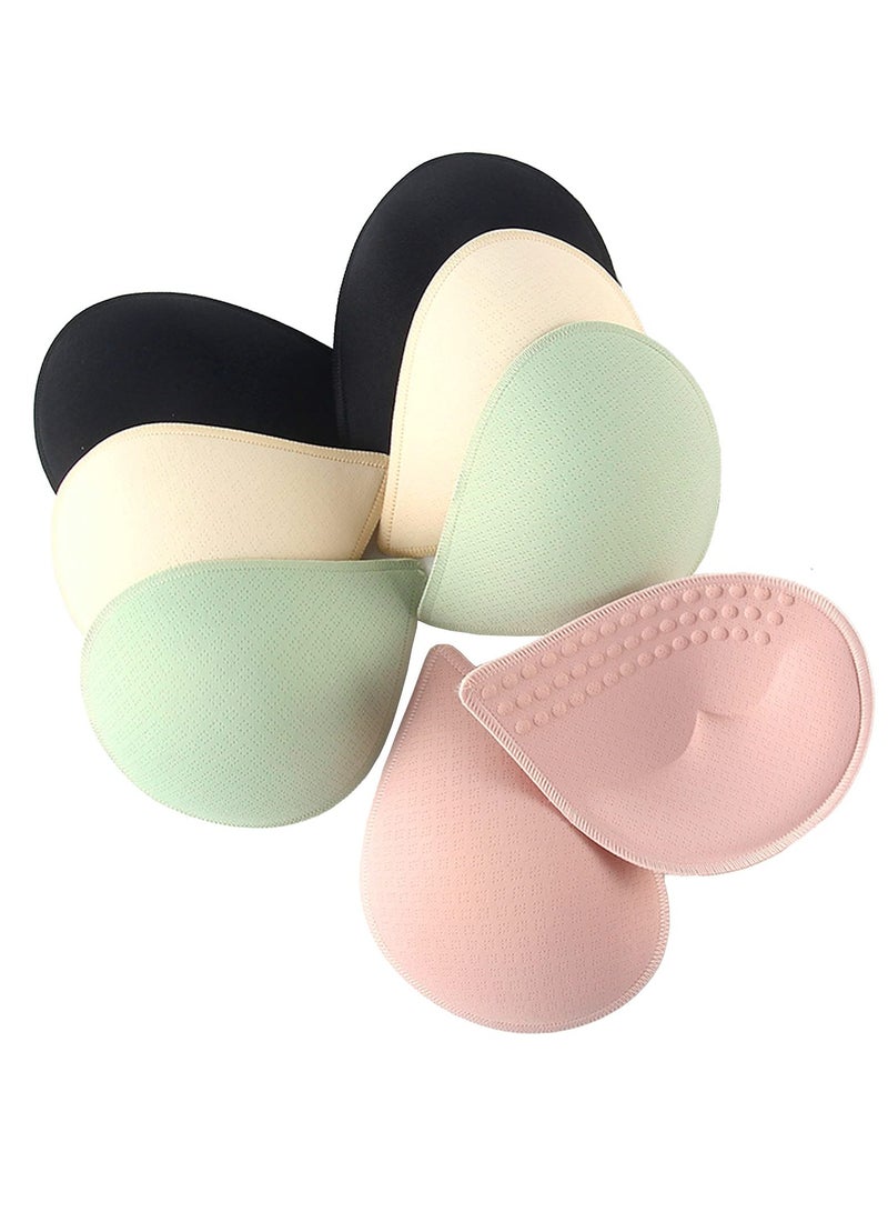 KASTWAVE 4 أزواج من وسادات حمالة الصدر القابلة للإزالة، وسادات حمالة صدر مضادة للمشي قابلة للتنفس لملابس السباحة أو حمالة صدر رياضية (أخضر، أسود، وردي، مشمش، XL) - Image 1