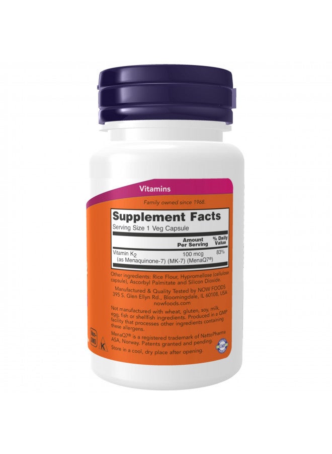 NOW Supplements, MK-7 Vitamin K-2 100 mcg, Cardiovascular Support, Supports Bone Health, 60 Veg Capsules. - Image 2