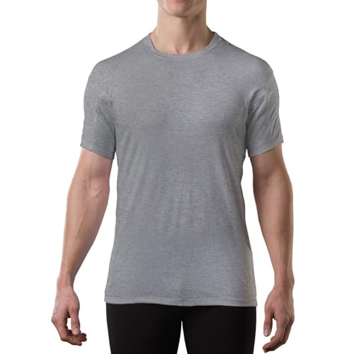 THOMPSON TEE Men's Sweatproof Undershirt - Cotton Crew Neck T-Shirt with Underarm Sweat Pads - Original Fit - Aluminum-Free Alternative - Heather Grey - Medium - Image 1