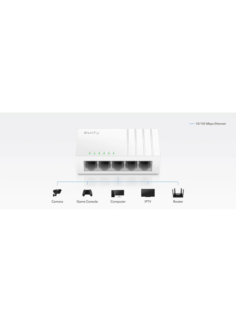 كودي محول سطح مكتبي بخمسة منافذ بسرعة 10/100 ميجابت في الثانية - FS105D 4.0 - Image 5