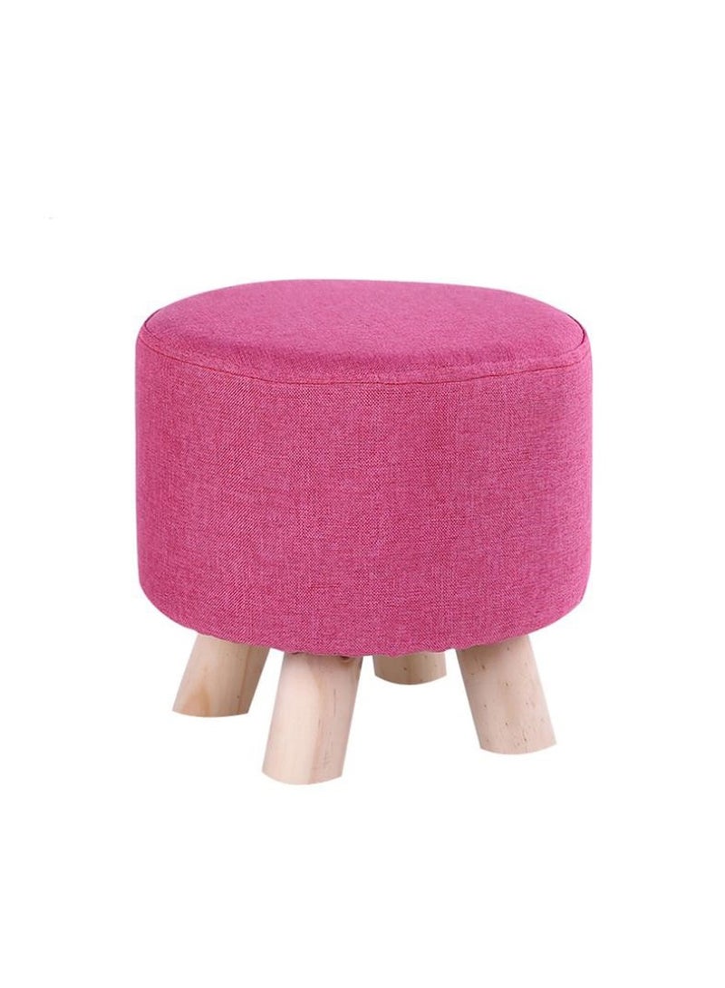 LINGWEI Round Ottomans Stool with Wooden Legs 28x28x28cm - Image 2