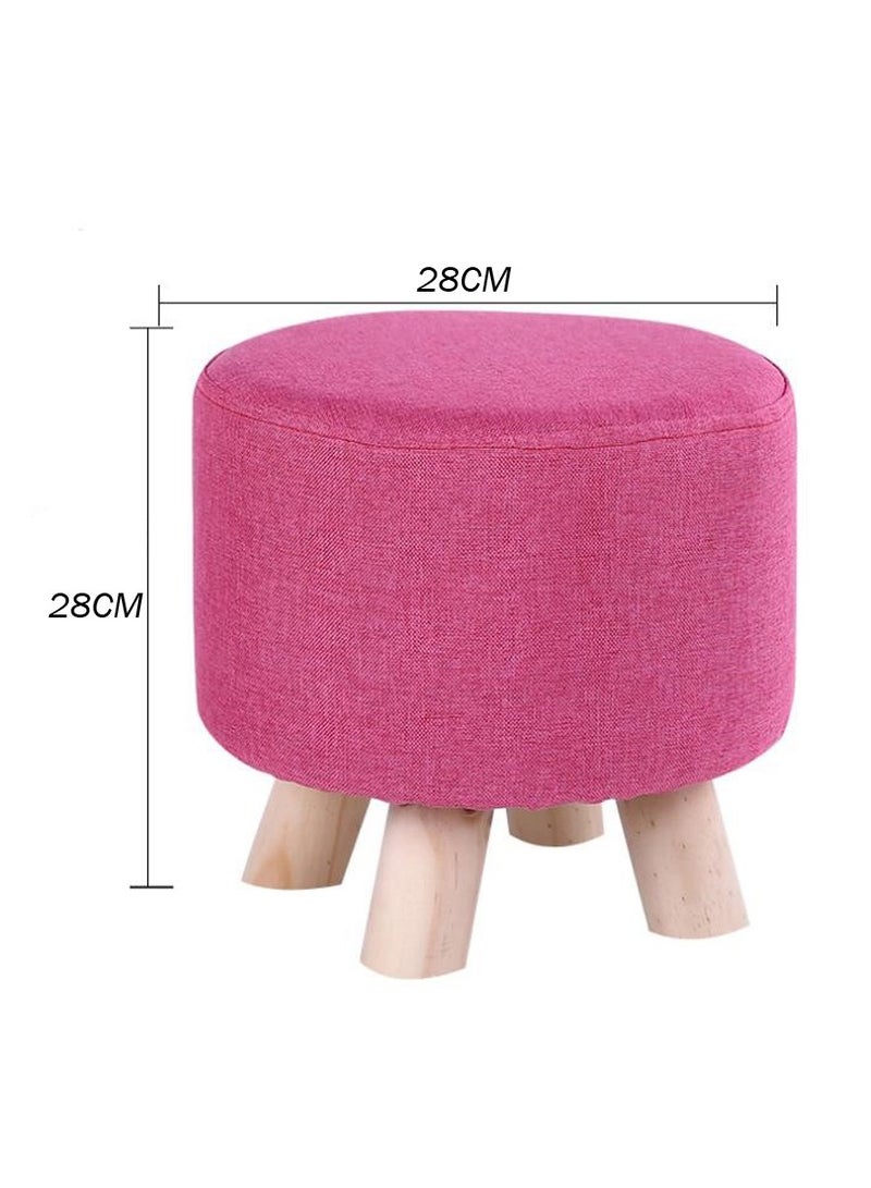 LINGWEI Round Ottomans Stool with Wooden Legs 28x28x28cm - Image 5