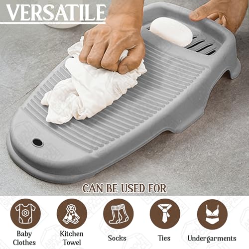 ABOUT SPACE Cloth Washing Board - Non-Slip Handwash Board for Clothes - Cloth Washboard for Infant/Kid Clothes Shirts Hand Towels Undergarment Wash for Home - (Grey - L 43 x B 21 x H 7 cm) - Image 4