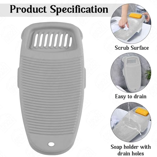 ABOUT SPACE Cloth Washing Board - Non-Slip Handwash Board for Clothes - Cloth Washboard for Infant/Kid Clothes Shirts Hand Towels Undergarment Wash for Home - (Grey - L 43 x B 21 x H 7 cm) - Image 3