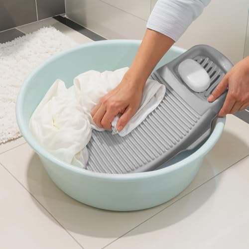 ABOUT SPACE Cloth Washing Board - Non-Slip Handwash Board for Clothes - Cloth Washboard for Infant/Kid Clothes Shirts Hand Towels Undergarment Wash for Home - (Grey - L 43 x B 21 x H 7 cm) - Image 1