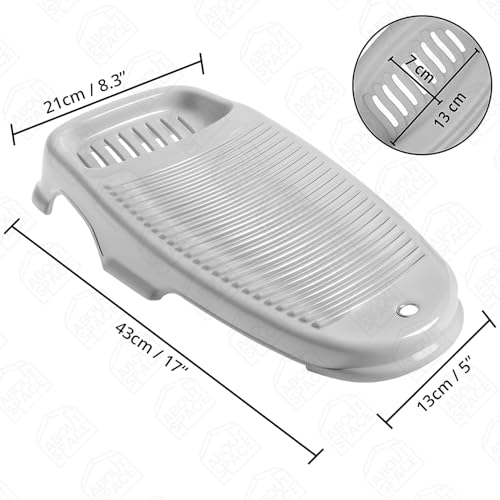 ABOUT SPACE Cloth Washing Board - Non-Slip Handwash Board for Clothes - Cloth Washboard for Infant/Kid Clothes Shirts Hand Towels Undergarment Wash for Home - (Grey - L 43 x B 21 x H 7 cm) - Image 2