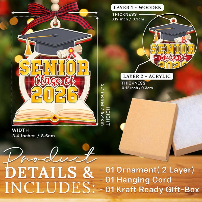 HEXMOZ Graduation Ornaments Class of 2026 - Senior 2026 Ornament - Graduation Gift for High School, College Seniors, Congratulations Gifts for Last Year Students - Xmas Ornaments Decorations - Image 2