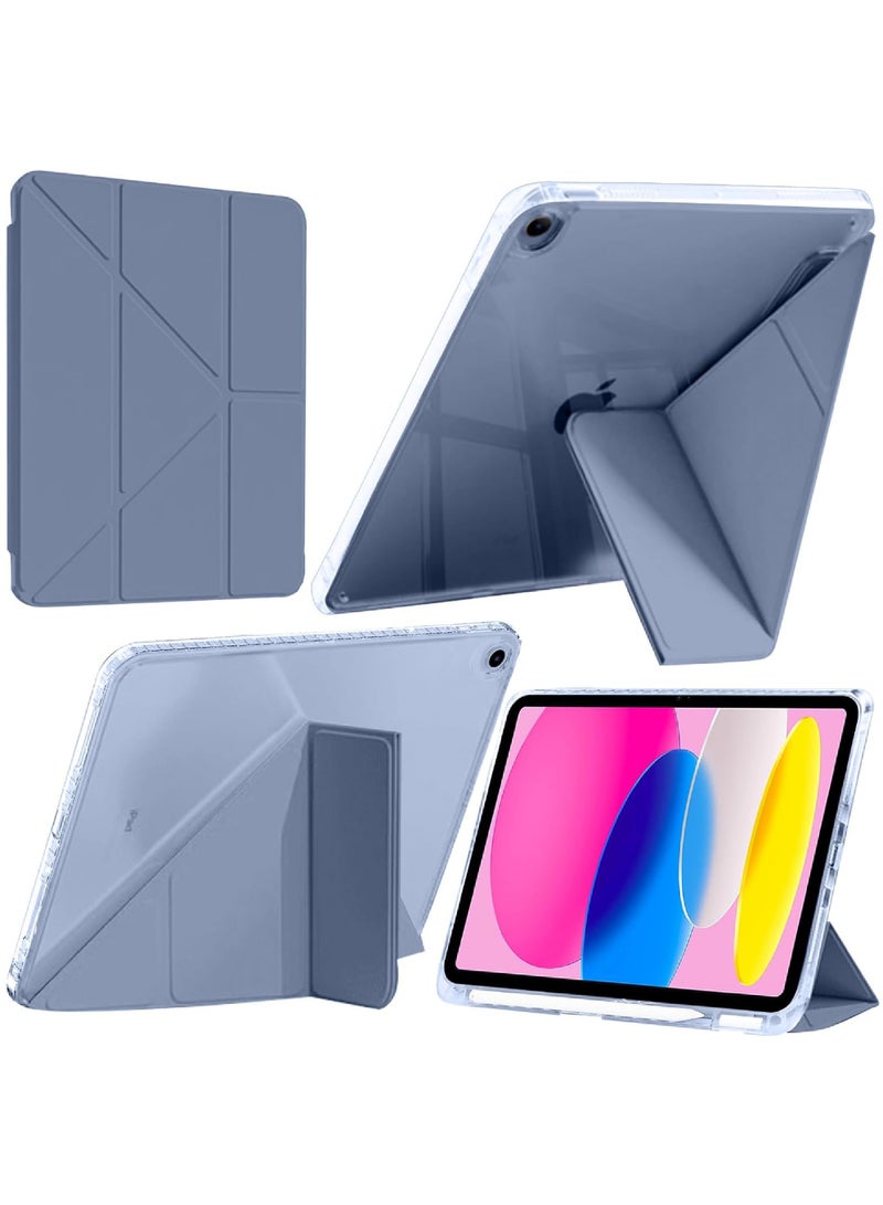 Rock Pow Case for iPad 10.2 inch (9th/8th/7th Generation, 2021/2020/2019) with Pencil Holder,Clear Transparent Back Shell Y-Shaped Trifold Stand Cover Case for 10.2 Inch iPad 9/8/7 Auto Wake/Sleep - Image 1